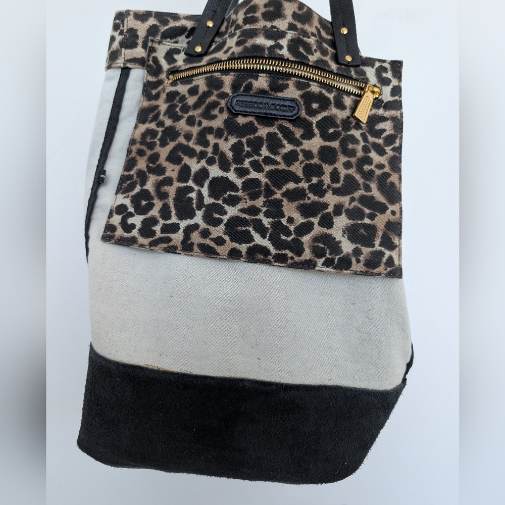 Rebecca Minkoff Leopard Animal Print Tote Bag with Pebbled Leather Accents - Picture 16 of 16